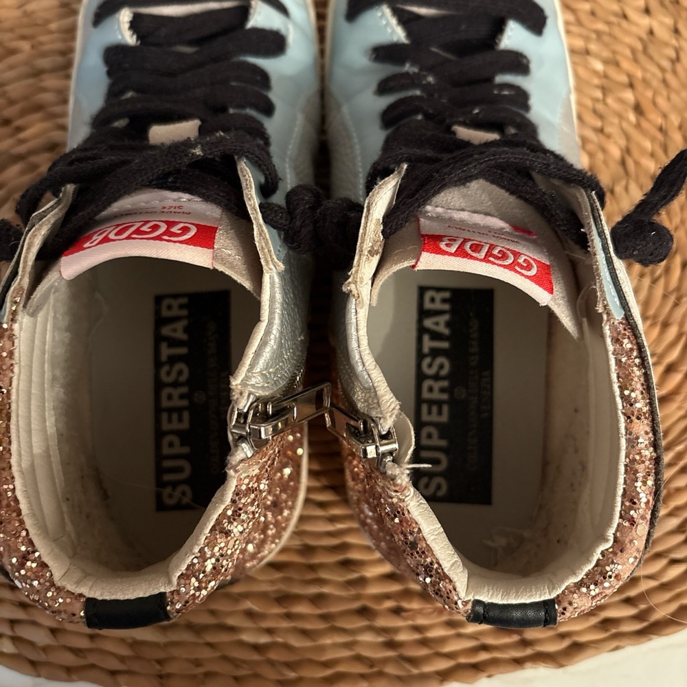 Golden Goose Light Blue, Silver, Pink High-Top Sneakers - Picture 6 of 7